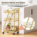 Bar Cart, 3-Tier Bar Cart for The Home, Home Bar Serving Cart with Glass Holders, Beverage Cart for Kitchen, Dining, Party Room, Gold BC03GD by CozyNest Decor
