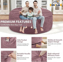 6FT Bean Bag Chair, Large Bean Bag Chairs with Memory Foam Filled, Fluffy Beanbag Sofa with Dutch Velvet Cover, Round BeanBag Chairs for Living Room, Playroom - Dusty Pink by TinyTreasures Baby Boutique