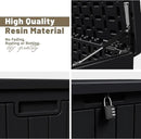 JUMMICO 90 Gallon Waterproof Resin Deck Box, Double Wall Outdoor Storage Box with Lockable Lid for Garden Tools, Patio Cushions, Pools (Black) by CozyNest Decor