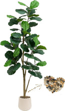 Artificial Fiddle Leaf Fig Tree, 6FT Tall Faux Ficus Lyrata Fake Tree in White Pot, Artificial Tree Indoor Decor, Fiddle Leaf Fig Tree Fake Plant for Home Office Living Room Decoration Modern by CozyNest Decor