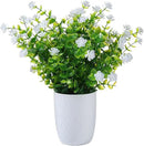 Artificial Plants Flowers Grass Shrubs 8 Pack No Fade Faux Plastic Flowers Outdoor for Vases Farmhouse Garden Porch Patio Office Indoor Wedding Decoration Greenery Fake Plants (2