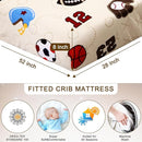 Wowelife Sports Crib Bedding Set for Boys, Premium 3-Piece Baby Bedding Set Brown Football Basketball Rugby Crib Bed Set Baseball Soft with Crib Comforter, Skirt and Sheet, Brown by TinyTreasures Baby Boutique