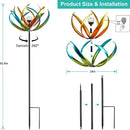 Large Solar Wind Spinners for Yard and Garden-82.6 Inch 360° Metal Wind Sculptures Outdoor Clearance Kinetic Windmills with Multi Color Led Glass Ball by CozyNest Decor