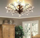 Ganeed Crystal Ceiling Light,Vintage Chandelier, Modern Elegant K9 Crystal Glass Chandelier Flush Mount Ceiling Lighting Fixture for Living Room Bedroom Restaurant Porch- Matte Black - 5 Lights by CozyNest Decor