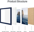12x12 Picture Frame Set of 4, 12 x 12 Wood Photo Frames with Mat for 10x10 or 30x30cm Diamond Painting Art, Wooden Frame with Real Glass Cover for Wall and Tabletop Display,Blue by CozyNest Decor
