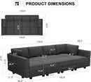 Belffin Modular Sectional Sleeper Sofa Bed Convertible Sectional Couches for Living Room. Black Couch by CozyNest Decor