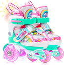 4-Pejiijar Rainbow Unicorn Kids Roller Skates for Girls Toddler Ages 2-4 5-8 8-12,Adjustable Roller Shoes with Luminous Wheels for Birthday Xmas Gifts by TinyTreasures Baby Boutique