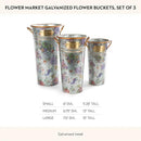 MACKENZIE-CHILDS Galvanized Flower Buckets, Decorative Metal Buckets, Flower Market, Set of 3 by GreenHaven Gardens