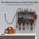 CCCEI Modular Power Tool Organizer Wall Mount with Charging Station. Garage 4 Drill Storage Shelf with Hooks, Drill Bit Heavy Duty Rack, Orange Tool Battery Holder Built in 8 Outlet Power Strip. by GreenHaven Gardens