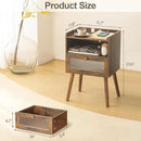 AWASEN Mid Century Night Stand with Charging Station, Wood Bedside Table with Glass Drawer, Small Modern Nightstand End Side Table with 2 Tiers Storage for Bedroom, Office(Rustic Brown) by CozyNest Decor