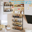 X-cosrack 6-Tier Wall-Mounted Spice Rack Organizer with Mixed Basket Sizes, Height-Adjustable Hanging Spice Shelf for Kitchen Pantry Cabinet, Large-Capacity Seasoning Holder, Black by CozyNest Decor