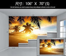 WFBHUA-Tropical Beach Wallpaper Dusk Waves Palm Tree Leaf Coconut Tree Wall Mural for Living Room Bedroom (Not Peel and Stick)