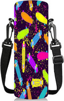 Neoprene Water Bottle Carrier Bag with Adjustable Shoulder Strap for Men Women Walking Hiking,Portable Insulated Holder Case for Stainless Steel/Glass/Plastic Bottles by TinyTreasures Baby Boutique