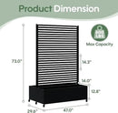 Double Metal Planter Box with Trellis Privacy Screen, Raised Garden Bed with Trellis & Wheels, Planter Box Outdoor with Drainage Holes for Climbing Plants, Vegetable, Vines,73"x 47"x 30", Black by GreenHaven Gardens