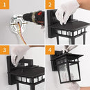 Outdoor Wall Lantern, Exterior Lighting Fixtures Wall Mount, 2 Pack Black Outdoor Sconce with Seeded Glass, Exterior Porch/Patio Lights for House Front Door Garage by GreenHaven Gardens