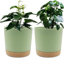 QCQHDU 6.5 inch Plant Pot, 2 Pack Planters for Indoor Plants with Drainage Holes & Saucer, Outdoor Flower Pots Home Garden Modern Decor