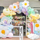 Pastel Balloon Garland Kit - 219pcs, Different Sizes 18, 10, 5 Inch Pastel Rainbow & Daisy Balloons for First Birthday Girl Baby Shower Party Arch by TinyTreasures Baby Boutique
