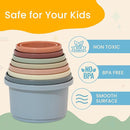 Stacking Cups Baby Toy Educational Cup Stacking Set 8-Pc Stackable Cups with Number Rainbow Nesting Cups for Babies 6-12 Months Stacking Cups for Toddlers 1-3 Perfect for Indoor/Outdoor by TinyTreasures Baby Boutique