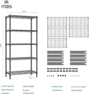 1250 lbs 5 Tier Shelf Metal Storage Shelves Shelving Wire Rack Heavy Duty Closet Organizers for Garage Kitchen Bathroom Laundry Black 15.7" D x 33.5" W x 68.5" H by CozyNest Decor