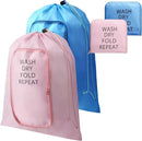2 Pcs Travel Laundry Bag Washable Dirty Clothes Bag with Drawstring and Zipper for Suitcase, 22 x 18 Inch (Pink, Blue,Classic) by TinyTreasures Baby Boutique