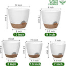 Plant Pots 10/9/8/7.5/7 Inch Self Watering Pots, Set of 5 Plastic Planters with Drainage Holes and Saucers,Plastic Flower Pots,Nursery Planting Pot for Indoor Out Door Plants（White） by CozyNest Decor