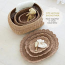 BEBE BASK Large Scalloped Basket Set Of 3 - Hand-Woven & Award-Winning Scallop Basket - XL - Extra Large for Blankets 22 x 16 x 10 In - Elegant Wicker With Scalloped Edge Lid (Mocca) by GreenHaven Gardens
