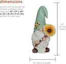 Alpine Corporation MCC842 Indoor/Outdoor Gnome Holding Sunflower Garden Statue, Charming Gnome Statue w/Hat, 21" H, Turquoise by GreenHaven Gardens
