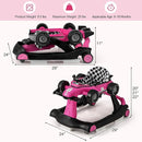 HONEY JOY 4-in-1 Baby Walker, Activity Push Walker w/3 Adjustable Heights, Smooth Wheels w/Adjustable Speed, Padded Seat, Music & Light, Foldable Car Walker for Baby Boys Girls Age 6 Months+ (Pink) by TinyTreasures Baby Boutique