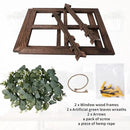 Rustic Wood Window Frame with Green Wreath and Arrows Wall Decor，Farmhouse Window Frame Hanging Decor,Wooden Fake Decoration,Window Pane Wall Decor,Set of 2 (Brown) by CozyNest Decor