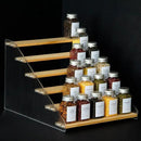 nianfeng Tiered Spice Rack, 6-Tier Spice Pantry Kitchen Cabinet Organizer, 12-Inch, Natural Wood Acrylic Stair Riser Stand, Countertop Seasoning Shelf by CozyNest Decor
