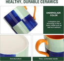 Koja Colorful Hand Painted 16 oz. Porcelain Ceramic Mugs Set. Service for 4. by CozyNest Decor