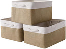 Rectangular Fabric Storage Baskets for Organizing, Shelves, Decorative & Gift (White & Peru) by TinyTreasures Baby Boutique