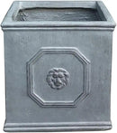 Kante Square Lion Head Concrete Planter, Classic English Style Plant Pot with Drainage Hole and Rubber Plug for Indoor Outdoor Garden Patio Home, 10.2"x10.2"x 10.2" Antique Gray by GreenHaven Gardens