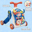 QDRAGON 5 in 1 Push Walkers for Baby Boys, Toddler Learning to Walk, Sit to Stand Walker, Early Learning Push Toy for Infant 12+ Months, Navy Blue by TinyTreasures Baby Boutique