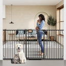 owlie 37.4" Extra Tall Wide Baby Gate for Stairs Doorways,66-75 Inch Extra Large Long Baby Gate with Door Indoor Safety Metal Pressure Mounted Pet Gate with Walk-Thru Auto Close, Black by TinyTreasures Baby Boutique
