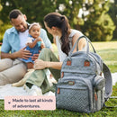 BabbleRoo Diaper Bag Backpack - Baby Essentials Travel Tote - Multi function Waterproof Diaper Bag, Travel Essentials Baby Bag with Changing Pad, Stroller Straps & Pacifier Case - Unisex, Light Blue by TinyTreasures Baby Boutique