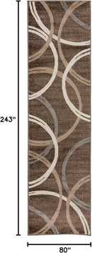 Rugshop Modern Wavy Circles Design Runner Rug 2'7" x 8' Brown by TinyTreasures Baby Boutique