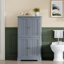 ChooChoo Bathroom Floor Cabinet, Modern Bathroom Storage Cabinet with 4 Doors and Adjustable Shelves, Freestanding Cupboard for Living Room, Grey by CozyNest Decor
