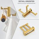 Angle Simple 3 Arms Towel Hook Brushed Gold, 304 Stainless Steel Swivel Triple Towel Holder, Folding Bathroom Hook, Wall Mount by CozyNest Decor