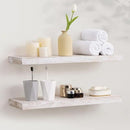 Axeman Floating Shelves for Wall, 24''W x 8''D Rustic Solid Elm Wood Wall Shelves for Storage, Wall Mounted Display Shelving with Invisible Heavy-Duty Metal Bracket (White Wash, 2PCs) by CozyNest Decor