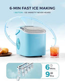 EUHOMY Countertop Ice Maker Machine with Handle, 26lbs Per Day, 9 Ice Cubes Ready in 6 Mins, Auto-Cleaning Portable Ice Maker with Basket and Scoop, for Home/Kitchen/Camping/RV (Blue) by CozyNest Decor