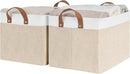 StorageWorks Storage Bins, Fabric Storage Bins for Shelves, Large Storage Baskets with Metal Frame, Closet Baskets and Bins with Handles, Brown and White, 2-Pack by TinyTreasures Baby Boutique