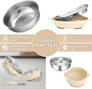 Stainless Steel Baby Plate and Bowl with Suction, Baby Bowl and Divided Kids Toddler Plate with Removable Silicone Shell, Non-Slip Toddler Baby Feeding Set, Forks + Spoons Included-Cream by TinyTreasures Baby Boutique