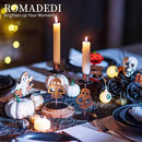 Romadedi Candle Holder for Halloween Decor: Set of 2 Black Gothic Skull Taper Candlestick Table Centerpiece Decorations Spooky Party Dinning Room Home Indoor by CozyNest Decor
