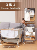 Baby Bassinet, Bassinet Bedside Sleeper with Waterproof Bassinet Sheets and Soft Mattress, Safe Adjustable Height Bedside Bassinets with Wheels, Girl/Boy Bassinets, Khaki by TinyTreasures Baby Boutique
