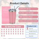 IEOVIEE 32 Pack 20oz Stainless Steel Bulk Tumblers with Lids and Straws Double Wall Insulated Travel Mug Durable Powder Coated Tumbler Bulk Cup for Cold and Hot Drinks(Pink) by TinyTreasures Baby Boutique