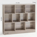 LEYAOYAO 10 Cube Bookshelf with Base,3 Tier Mid-Century Modern Grey Bookcase,Standing Wide Bookshelves Storage Organizer Shelf,Rustic Wood Display Cabinet Book Shelves for Bedroom,Living Room,Office by CozyNest Decor