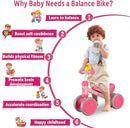 Baby Balance Bike Toys for 12-36 Months Kids Toy Boy and Girls Gifts Toddler Best First Birthday Gift Children Walker No Pedal Infant 4 Wheels Bicycle (Classic, Rose Red) by TinyTreasures Baby Boutique