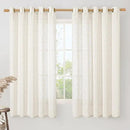 LAMIT Linen Curtains 63 Inch Length for Living Room, Linen Light Filtering Boho Semi Sheer Window Textured Burlap Drapes with Bronze Grommet for Bedroom, 2 Panels Set, 60 x 63 Inch, Cream by CozyNest Decor