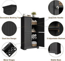 ChooChoo Bathroom Floor Cabinet, Modern Bathroom Storage Cabinet with 4 Doors and Adjustable Shelves, Freestanding Cupboard for Living Room, Black by CozyNest Decor
